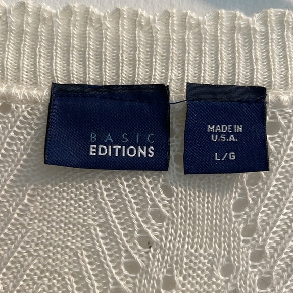 Basic Editions Cream Cardigan Sweater Lightweight Knit - Picture 2 of 4